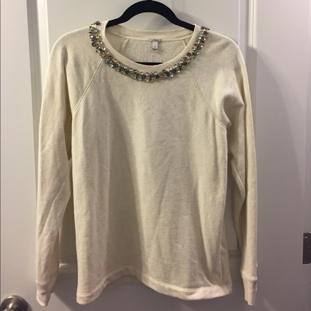 J Crew Cream Medium Accent Collar Top
